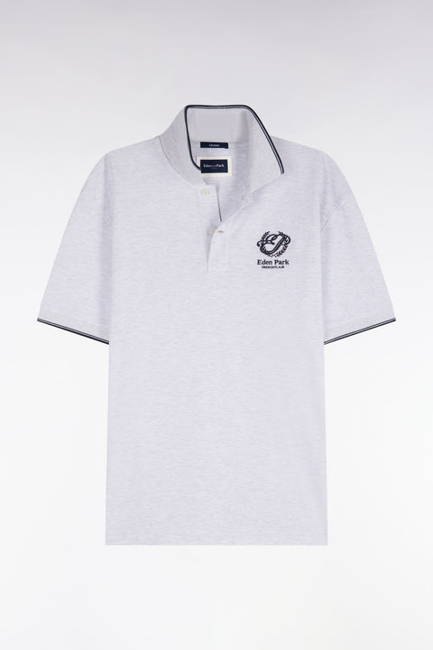 Polo manches courtes en coton mercerisé gris - Image 3