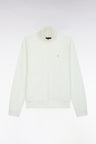 Sweatshirt zippé en molleton coton écru coupe droite