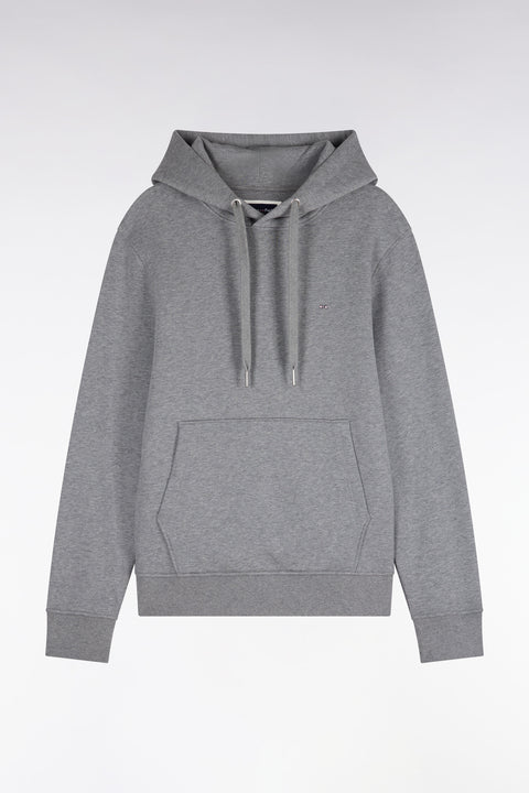 Sweatshirt à capuche en molleton coton gris coupe droite - Image 2