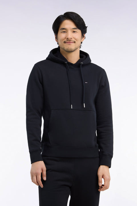Sweatshirt à capuche en molleton coton noir coupe droite - Image 3