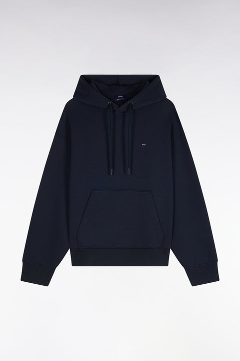 Sweatshirt à capuche unisexe en interlock marine coupe loose - Image 3