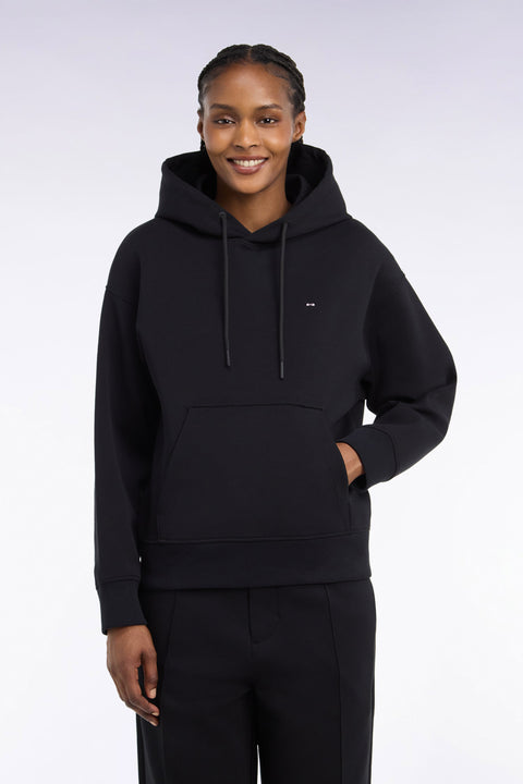 Sweatshirt à capuche unisexe en interlock noir coupe loose - Image 3