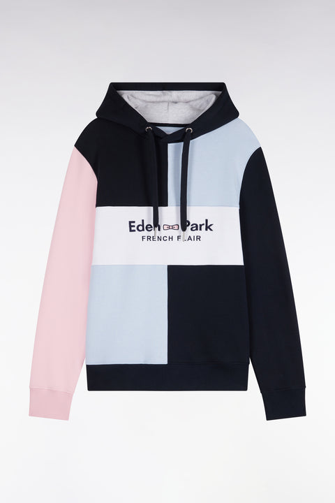 Sweatshirt à capuche en coton marine brodé coupe droite - Image 2