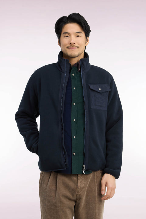 Sweatshirt zippé à bouclettes marine coupe droite - Image 3