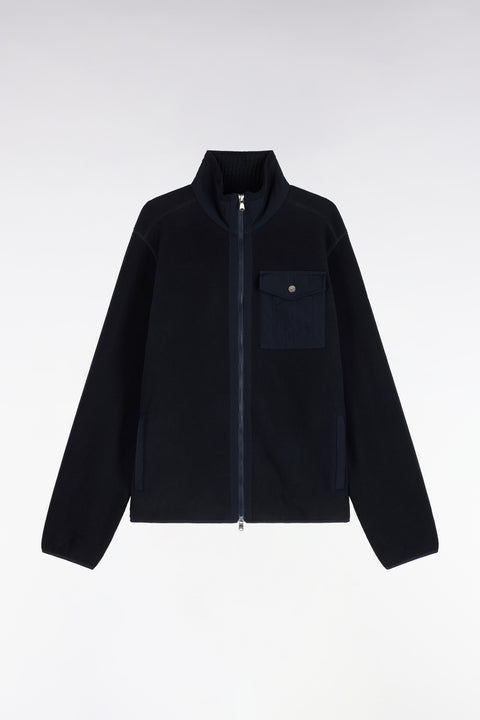 Sweatshirt zippé à bouclettes marine coupe droite - Image 2