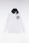 Unisex sweatshirt with jersey collar in gray interlock and contrasting cutouts, loose fit
