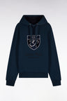 Sweatshirt à capuche en molleton coton gris broderie héritage coupe droite