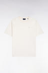 Unisex short-sleeved round-neck t-shirt in ecru mercerized cotton, loose fit