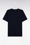 Unisex short-sleeved round-neck t-shirt in navy mercerized cotton, loose fit