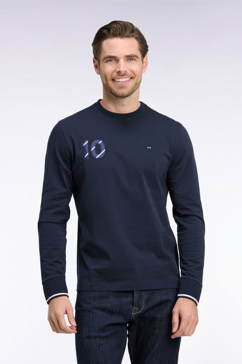 T-shirt à manches longues en coton marine - Image 2