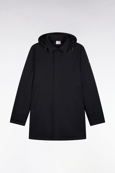 Imperméable en nylon noir à capuche amovible - Image 2
