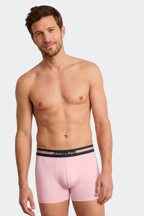 Lot de 2 boxers en jersey de coton stretch marine et rose - Image 2