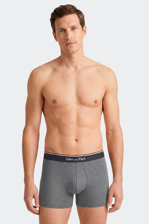 Lot de 2 boxers en jersey de coton stretch unis marine et gris - Image 2