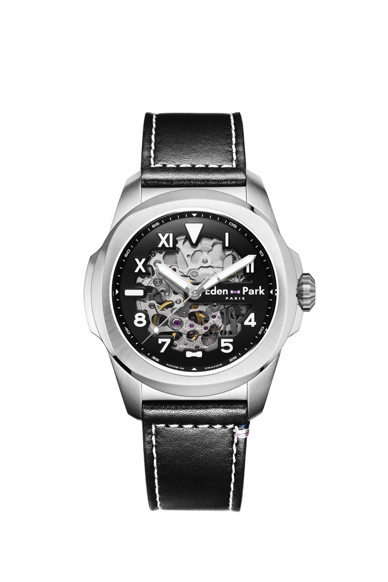 Montre automatique skeleton en cuir noir – Eden Park