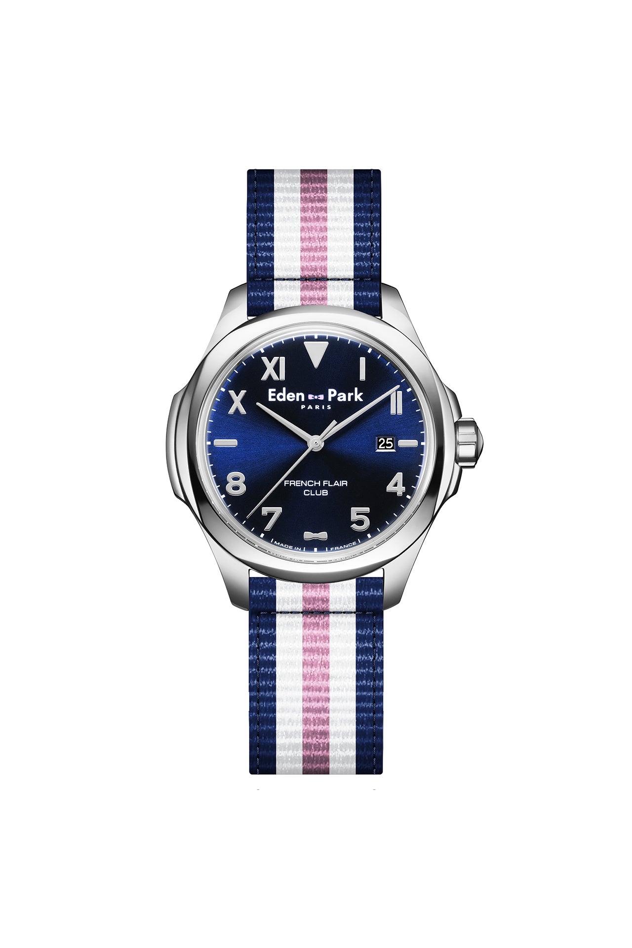 Montre à quartz fond bleu bracelet NATO tricolore – Eden Park