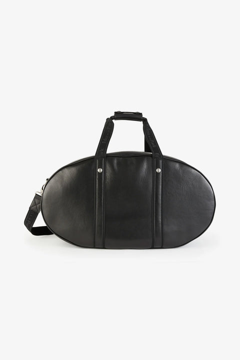 Black leather oval travel bag - Image 2