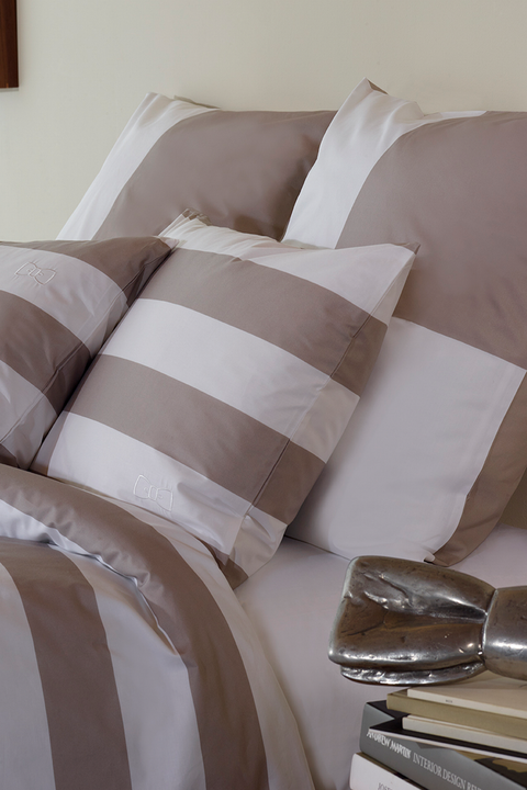 Duo of rectangular striped pillow case - grey - Image 1