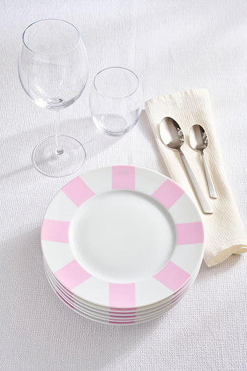 Lot de 6 assiettes à dessert creuses roses en porcelaine de Limoges