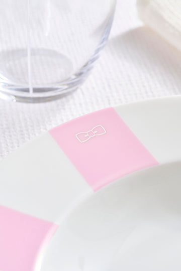 Set of 6 Limoges porcelain pink dessert plates - Image 2