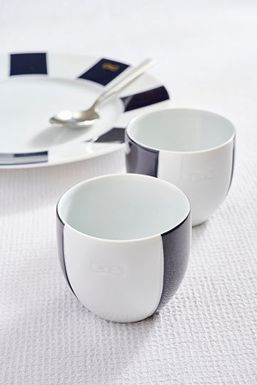 Duo de tasses à café en porcelaine intérieur émaillé bleu - Image 3