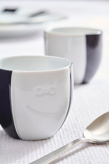 Duo de tasses à café en porcelaine intérieur émaillé bleu - Image 2
