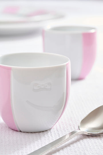 Duo de tasses à café en porcelaine intérieur émaillé rose - Image 2