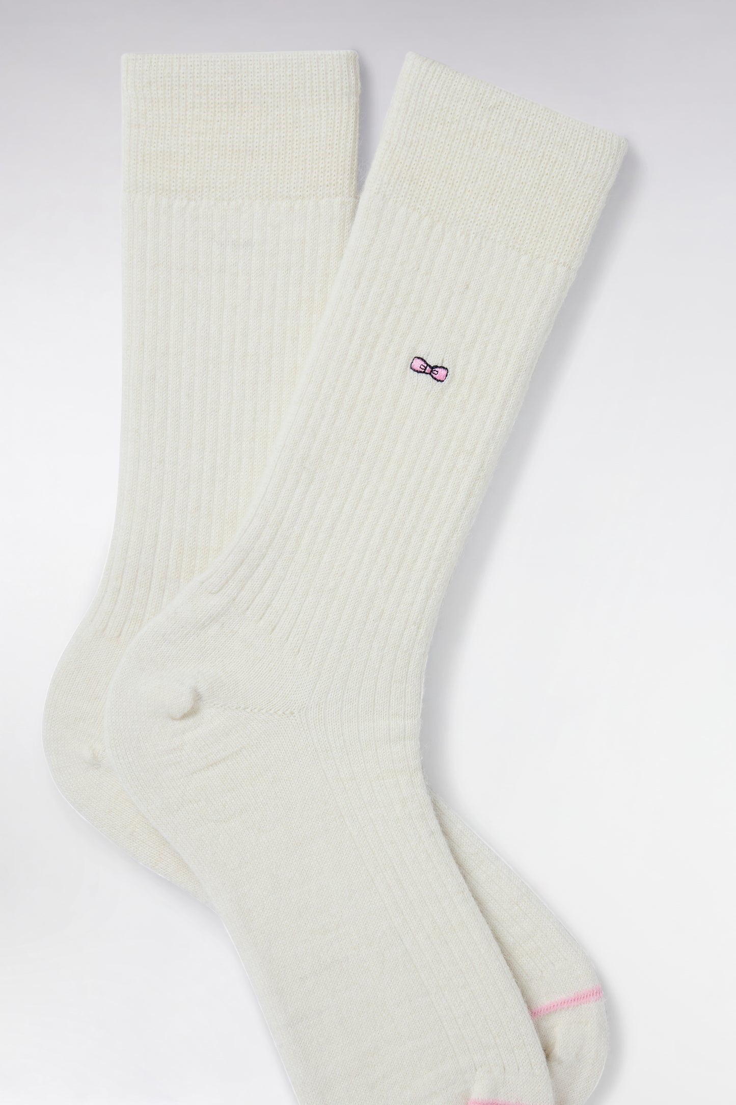 Chaussettes montantes en laine et alpaga blanches