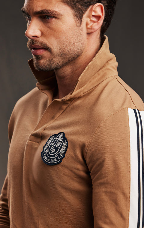 Maillot upcyclé PAP'ATELIER en coton camel à galons - Image 3