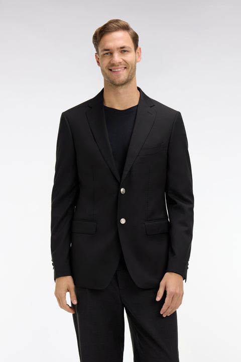Slim fit black 100% wool blazer - Image 1