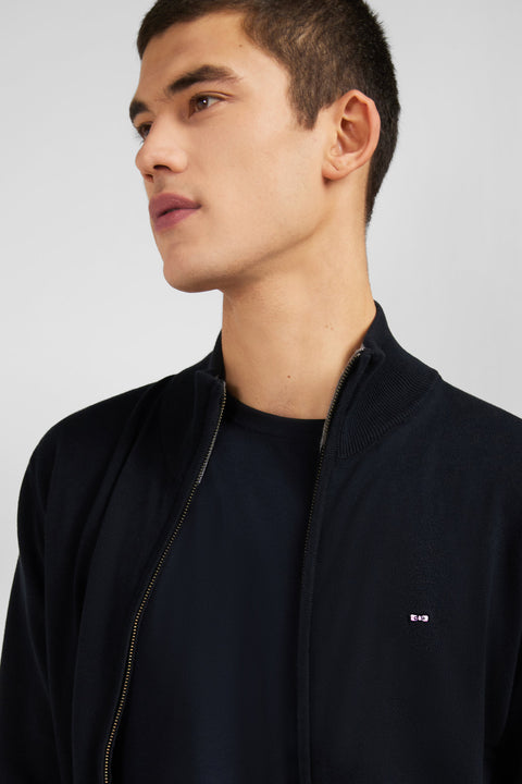 Black cotton cardigan with zipper - Image 3