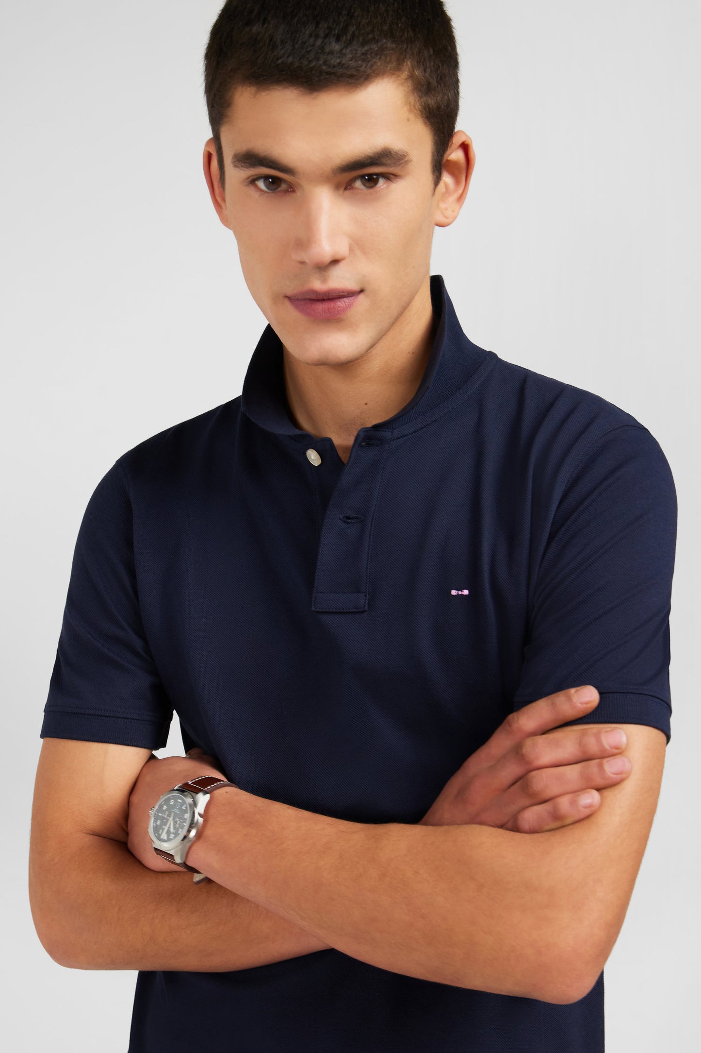 Polo bleu marine en coton pima stretch