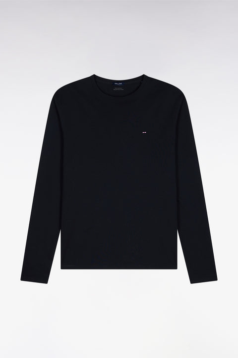Long sleeved black cotton t-shirt - Image 2