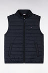 Navy blue sleeveless puffa jacket
