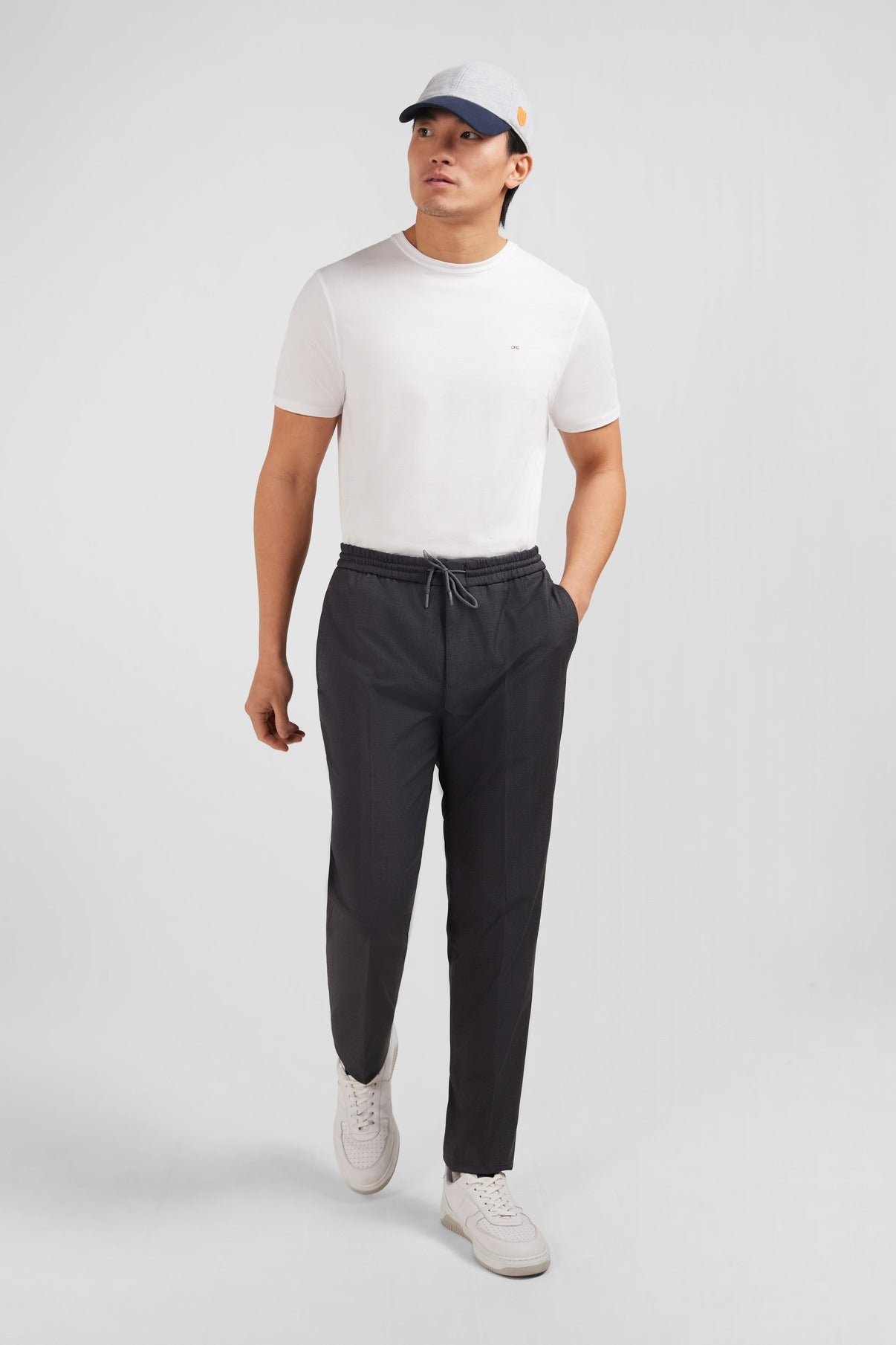 Pantalon taille elastiquee gris Eden Park