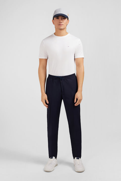 Navy blue trousers with elasticated waist - Image 1