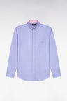 Chemise bleue unie en coton
