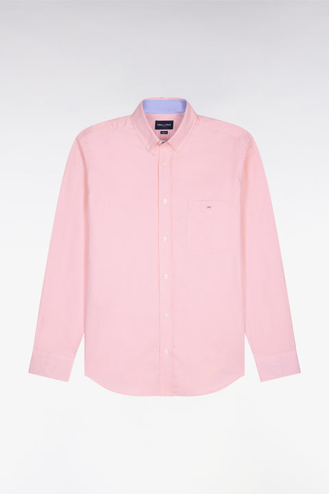 Chemise rose unie en coton - Image 2