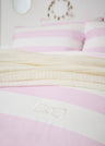 Housse de couette en percale de coton blanche à rayures roses