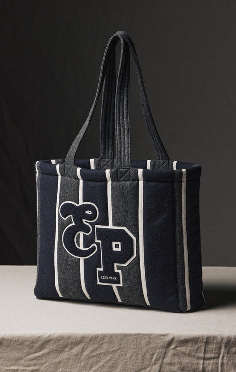 Sac cabas rayé upcyclé Pap'Atelier - Image 3