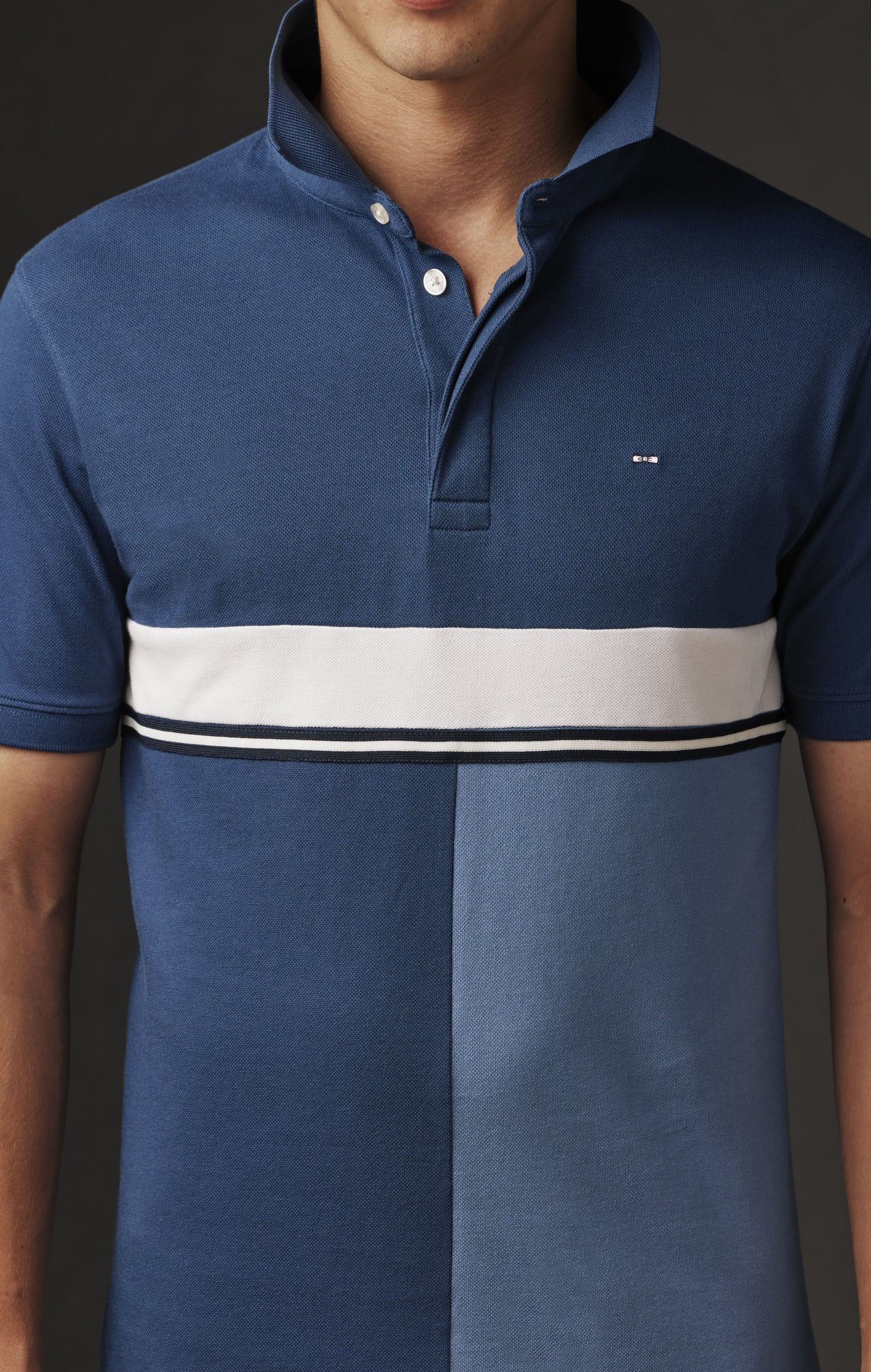 Maillot marine et bleu en patchwork de jersey upcyclé Pap'Atelier