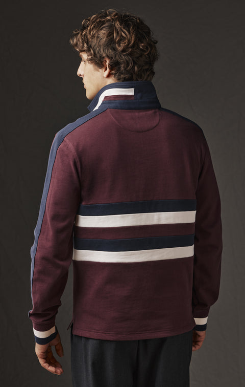 Maillot à manches longues en jersey bordeaux rayé upcyclé Pap'Atelier - Image 3