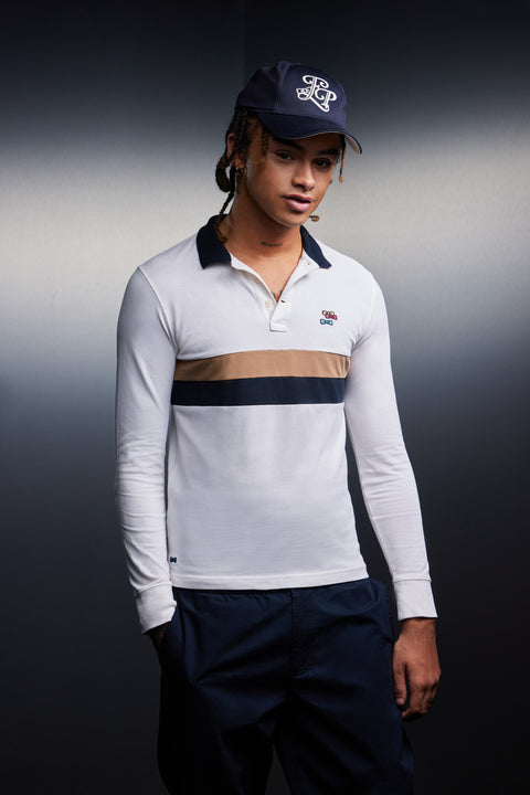 Maillot en coton blanc à rayures coupé cousu upcyclé Pap'Atelier - Image 1