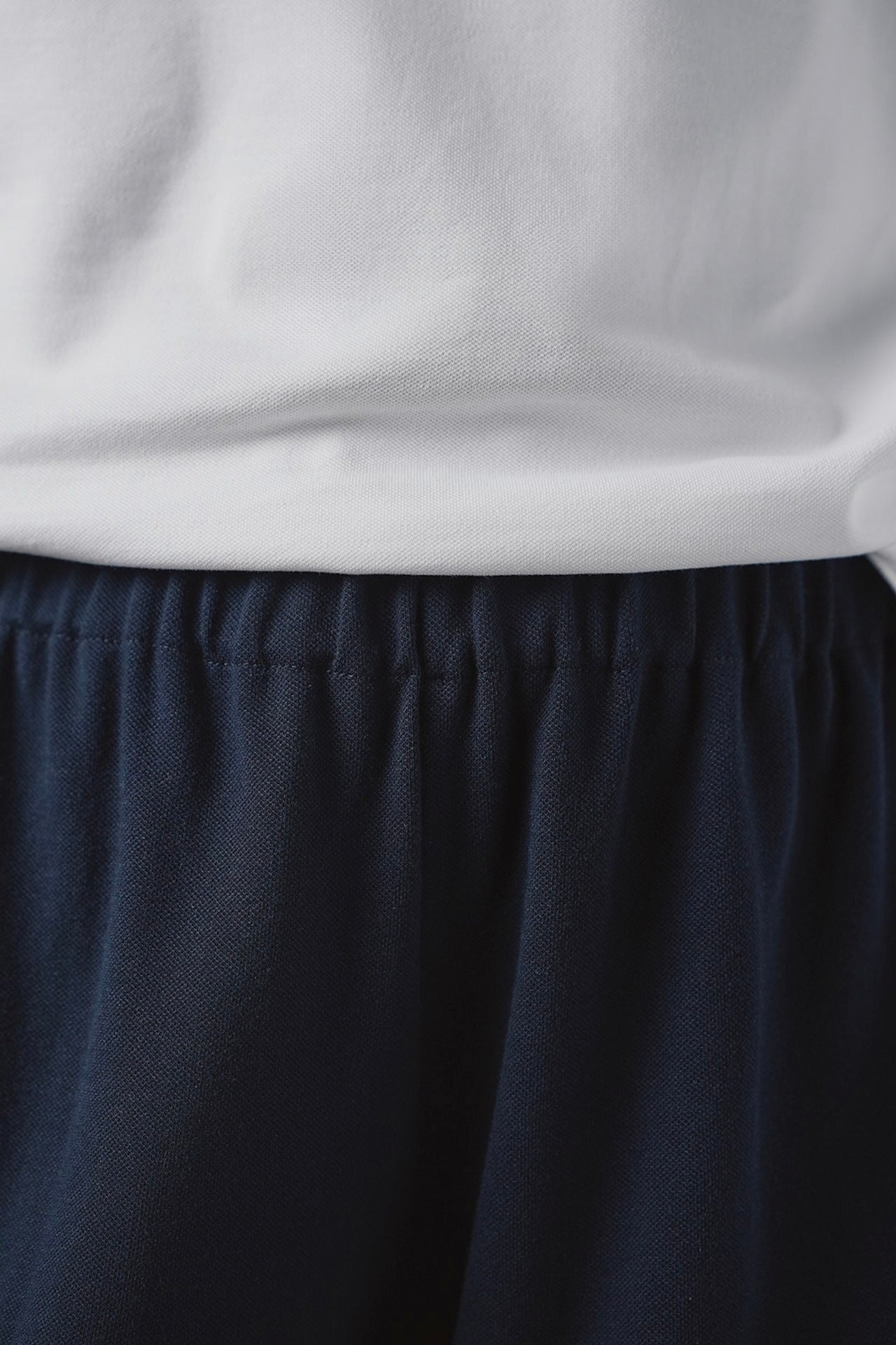 Pap'atelier navy shorts with elastic waist striped trims and crest