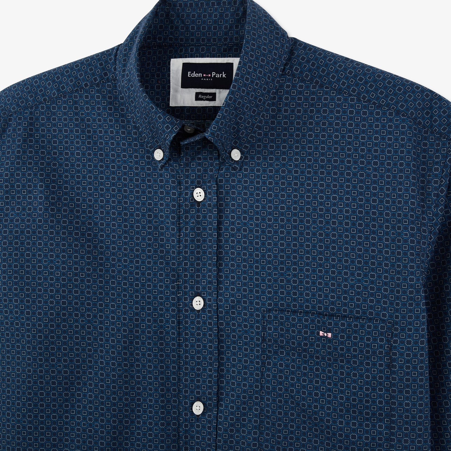 Chemise bleu foncé à micro-motif géométrique