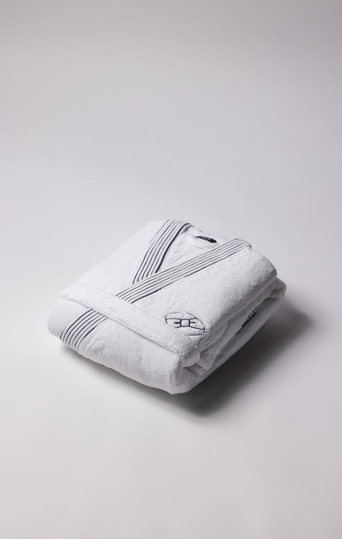 Peignoir en coton éponge blanc brodé - Image 1