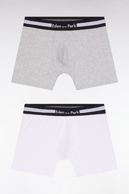 Lot de deux boxers en jersey de coton stretch blanc et gris - Image 1