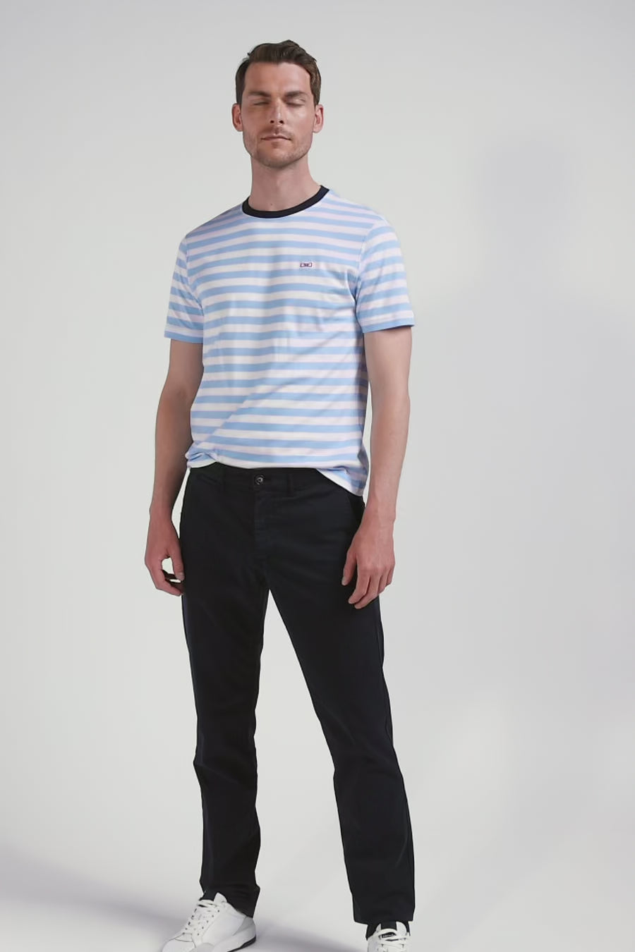 T-shirt manches courtes rayé bleu en coton Pima