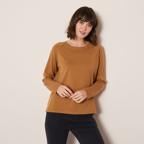 Pull à manches longues uni marron - Image 3