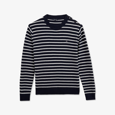 Pull en maille rayé bleu marine - Image 2