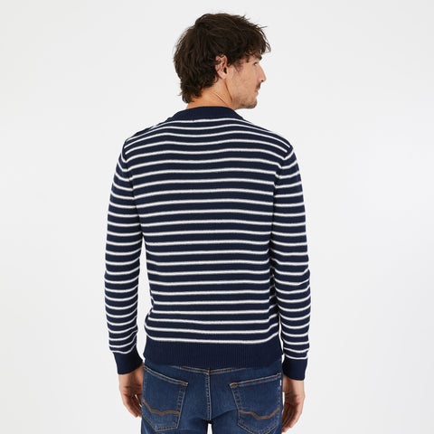 Pull en maille rayé bleu marine - Image 3